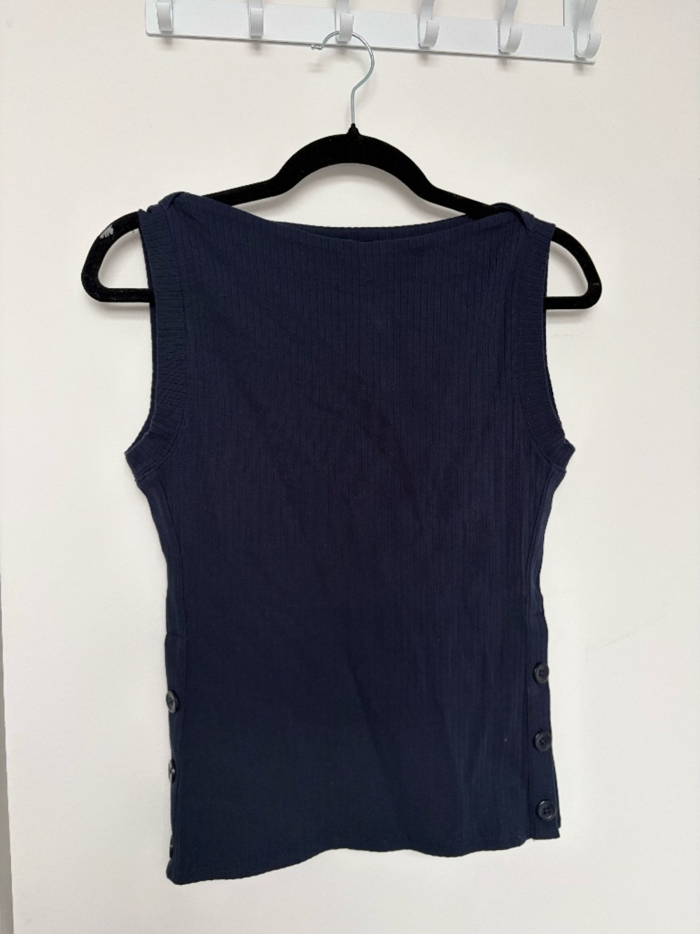 J.Crew Premium Rib Side Button Top Navy XS NWT